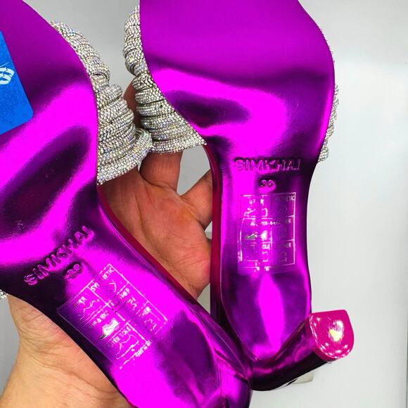 Jonathan Simkhai Crystal Embellishments Fuchsia Party Slides size 38 - Picture 12 of 15
